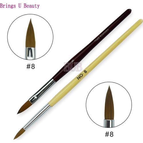 1PC Fiber Hair Round Wood Acrylic Nail Art Brush + 1 PC Kolinsky Sable Acrylic Nail Art Brush Gel Carving Pen Brushes (2pc/lot)