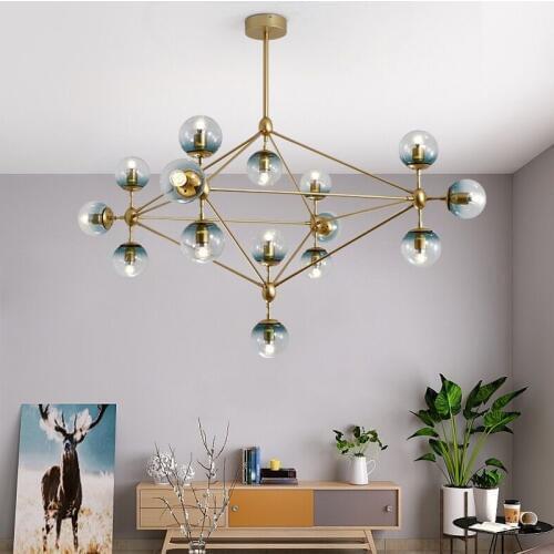 Italian design Globe Chandelier Lighting Living room Bedroom Kitchen Island lustre glass bubble chandelier Black Rose Gold Color
