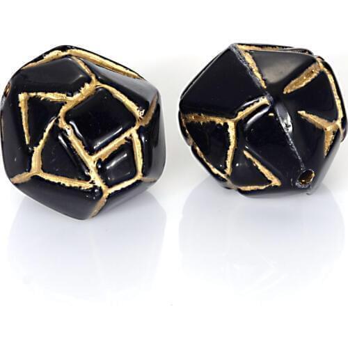 Miasol 25 Pcs Plating Acrylic Antique Design Stripe Shape Spacer Beads For Women Bracelets Diy Jewelry Making