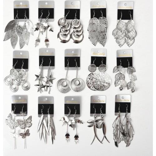 Fashion 20pairs/Lot Metal Exaggerated Drop Dangle Jewelry Earrings For Women Mix Style Send Random