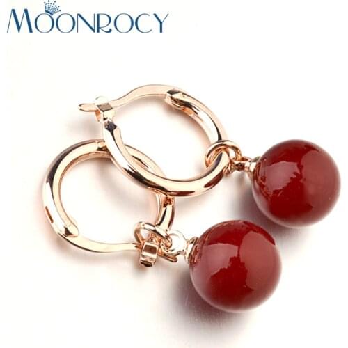 MOONROCY Drop Shipping Fashion Jewelry Wholesale Vintage Rose Gold Color Earrings For Women Gift