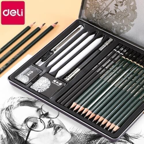 Deli Summer Palace Sketch Painting Pencil Set 22 Beginners Professional Art Drawing Tool Design Manga Anime Special Hand-painted