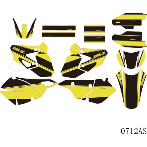 Full Graphics Decals Stickers Motorcycle Background Custom Number Name 3M For SUZUKI DRZ400 SM S E DRZ 400 SM S E 2000-2012