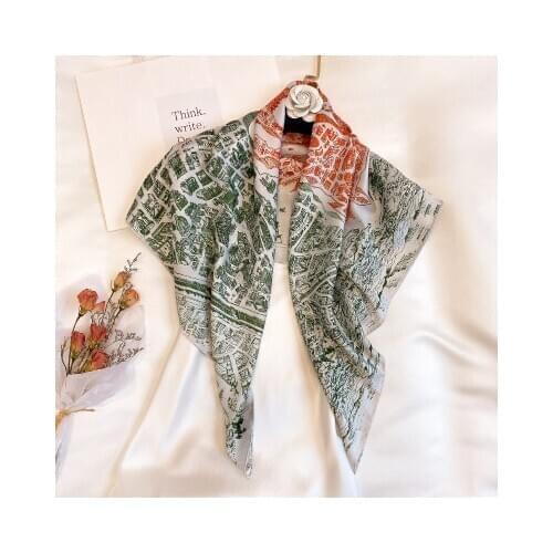 90*90cm New Steed City Twill Weave Silk Large Square Scarf Female Korean-Style Scarf Shawl Dual-Purpose Neckerchief women