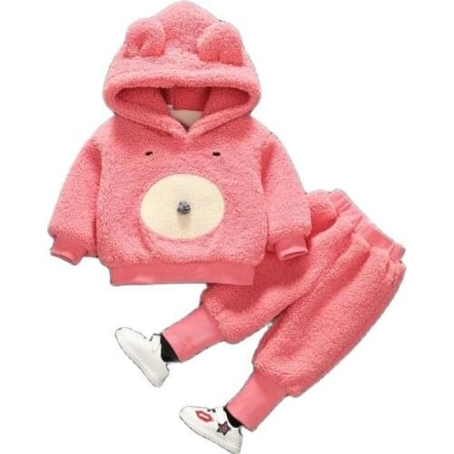 Baby Girls Autumn Winter Clothing Sets Kids Thicken Cotton Long Sleeve Warm Hooded Outerwear+PantsToddlerTracksuit outfit 0-4Y