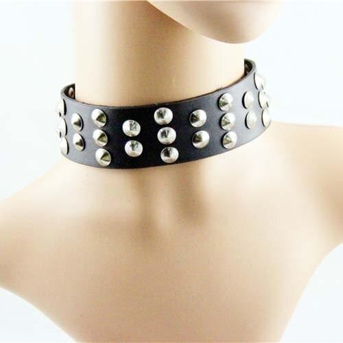 Stud Punk Choker Necklace Black Leather Rock Gothic Torques Unisex Night Club Necklace Jewelry