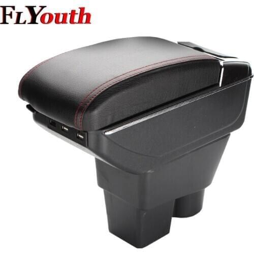 For Skoda Rapid Spaceback 2013-2017 Armrest Box USB Charging Heighten Double Layer Central Content Cup Holder Ashtray Styling