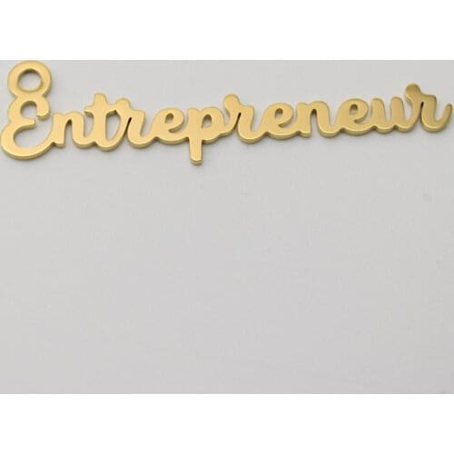 Entrepreneur Word Script Charm Stainless Steel Charms High Polish Mirror Surface Pendant 20pcs/lot