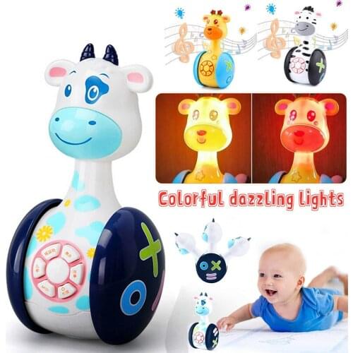 Giraffe Rattles Toys with Music Story Lighting Early Educational Multifunction Tumbler for Baby Birthday Gift for Boys Girls