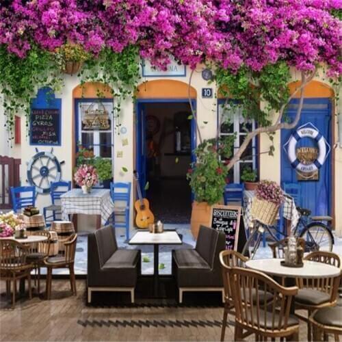 Custom mural wallpaper 3d Mediterranean Rose Cafe Restaurant Photo Wallpaper cafe restaurant floral wall papers home decor