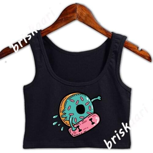 Donut Skateboard Skateboarding Crop Top Women Printing Size S-2xl Fitness Summer Style For Women Original Pictures Tops Vest