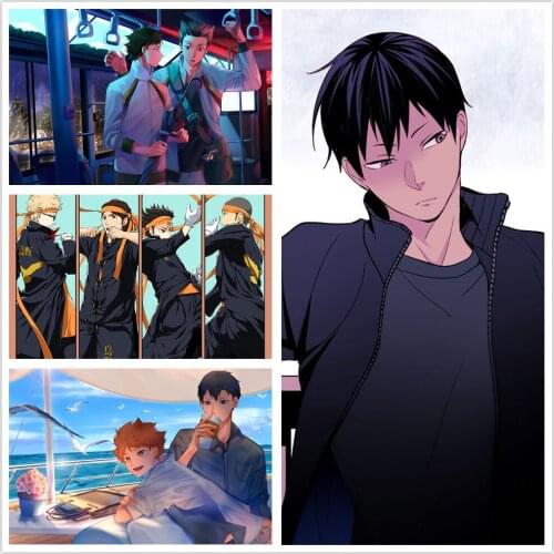 Home Decor Japanese Cartoon Haikyuu poster Painting hd Volleyball Boy painting wall painting bedroom anime Bedroom Cafe Wall