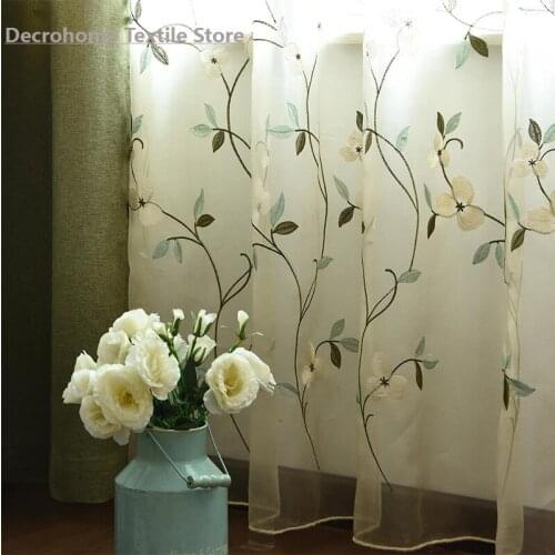Manufacturer Sells Korean Embroidered Yarn Fresh Natural Living Room Bedroom with A Hundred Sets of Window Screens