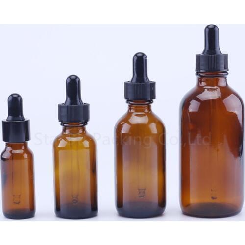15ml 30ml 60ml 120ml amber Glass Bottle With Dropper Essential Oil Bottle , 60cc empty Boston bottle
