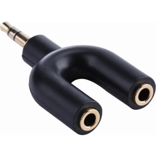 3.5mm Splitter U Type Earphone Connector Converter Splitter Audio to Mic & Headset Jack Plug Adapter For Mobile Phone Tablet PC