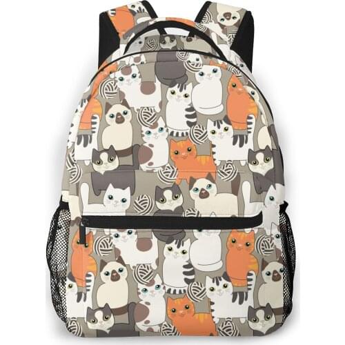 OLN Backpack Women Shoulder Bag For Teenage Girls Funny Cartoon Cats Pattern Bagpack Female Ladies School Backpack