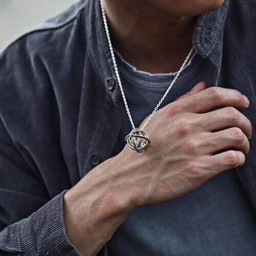 925 Sterling Silver Necklace for Lovers Silver Pendant Silver Necklace Vintage Tibetan Silver PendantAstronomical Sphere Pendan