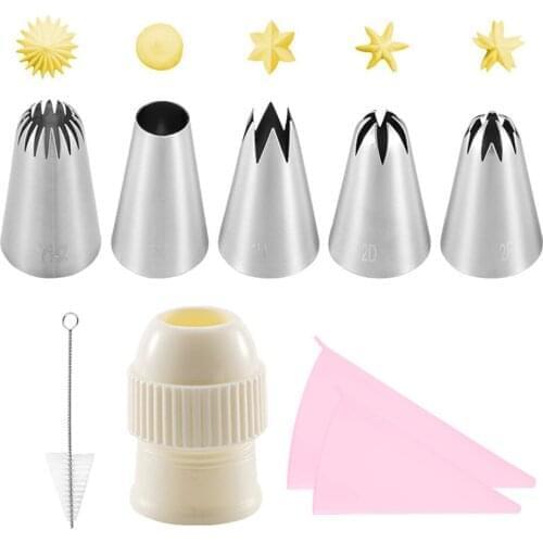 Silicone Pastry Bag Converter Tips Kitchen DIY Icing Piping Cream Nozzle Set Cake Flower Decorating Tools