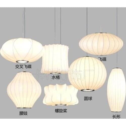 Nordic Silk Pendant Light Staircase Danish Dining Hall Bar Clothing Shop Pendant Lamp Lantern Lampshade Restaurant Tatami Lustre