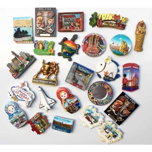 BABELEMI Souvenir Fridge Magnets Resin Refrigerator Sticker USA Russia Spain Poland Dominica Austria Greece Magnets for Fridges