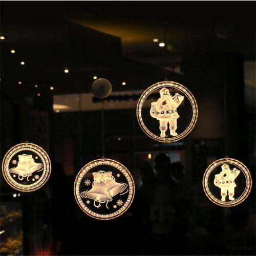 LED Christmas Window Decorative Lights Christmas Tree Santa Claus Sign light Sucker Lamps Battery Operated LED Lights Decoration