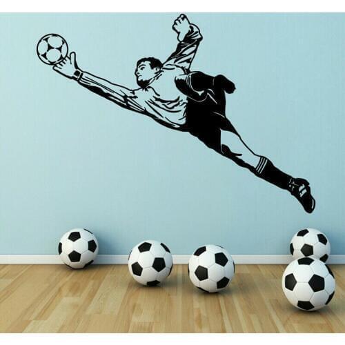 Vinyl Wall Stickers Goalkeeper Soccer Man Wall Decal Football Sports Athlete Wall Murals Removable Posters Kids Room Decor AF026