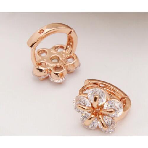 MINHIN Luxuxy Gold Silver Color Hoop Earring Girls Clear Zircon Earring Brilliant Flower Design Earring For Wedding