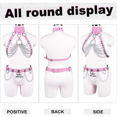 Harajuku Sexy Lingerie Set 2pc Harness Belt Metal Chain Accessories Womens Belt Punk Goth Sword Belt Dance Rave Costume Garters