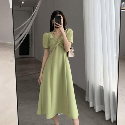 Women Korean Fashion Summer Maxi Dress V-Neck Fairy Style Bownot Retro Thin robe longue Vestido roupas femininas платье летнее