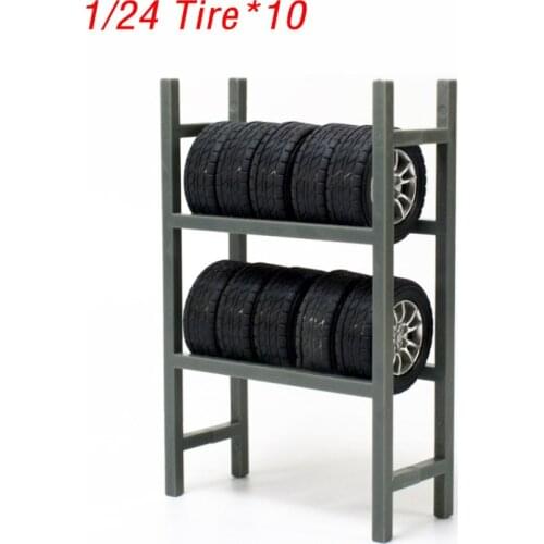 1/18 Scale Car Model Repair Scene Tire Rack Shelf Ornaments Wheel Plastic Static Display Boy Toy Adult Collection