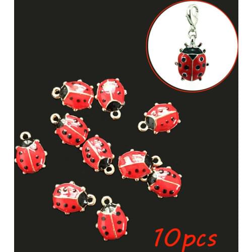 10PCs Cute Ladybird Ladybug Enamel Charm Pendant For Jewelry Making DIY Bracelet Necklace