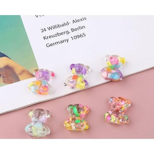 10pcs Simple Cute Earrings for Cute Girls Diy Jewelry Accessories Materials Ins Japanese Color Candy Jelly Particles Bear Resin