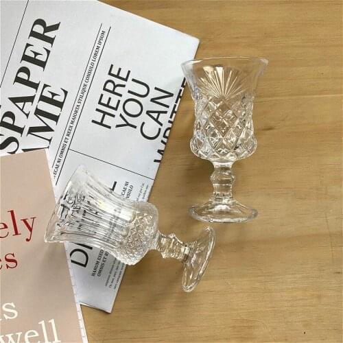2Pcs/Set 150Ml Classical Relief Footed Carved Red Wine Glass Creative Goblet Whisky Vodka Sake Dessert Wine Cup