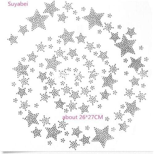 2pc/lot Fashion Design star hot fix motif iron on crystal transfers design iron on rhinestone patch appliques