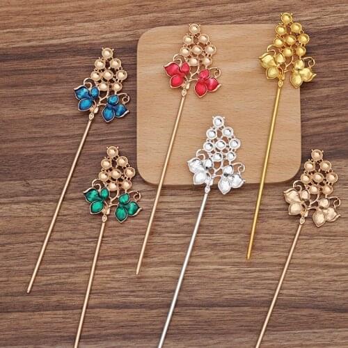 5 Pieces Metal Bunch Of Grapes Shape Hair Sticks Hairpins Tiara Diy Hair Accessories For Women