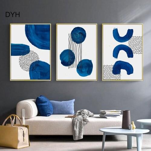 Abstract Blue Watercolor Golden Splash Wall Art Poster Print Canvas Painting Contemporary Aesthetic Mural Living Room Decoretion