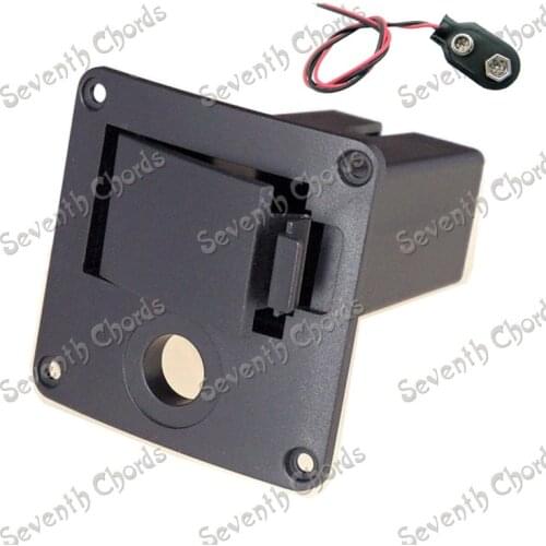 Active Bass Guitar Humbucker Picku 9V Battery Box/Holder/Case/Compartment Cover and Battery Clip Buckle with jack hole (LG-10)