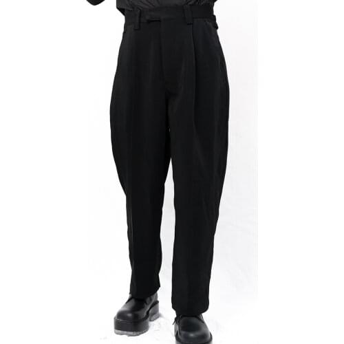 Yamamoto Style Mens straight casual pants loose dark simple hem can wear leggings