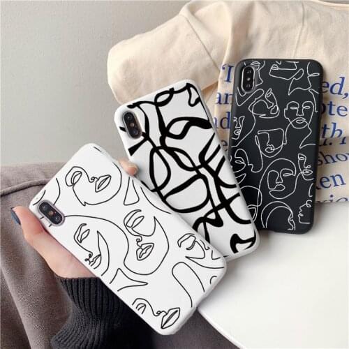 Funny Art Line Case For Samsung Galaxy A82 A22 A32 A52 A72 A21S A12 A50 A31 A41 A71 S21 S8 S9 S10 S20 FE Plus Ultra Cover Fundas