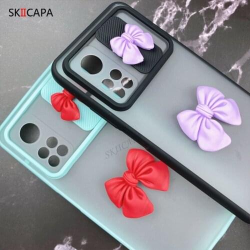 3D Cute Cartoon Bow Phone Case For Redmi Note 10 Pro max 9 10S 9S Note 10 4G K40 Pro Soft Silicone Protection Matte Back Cover