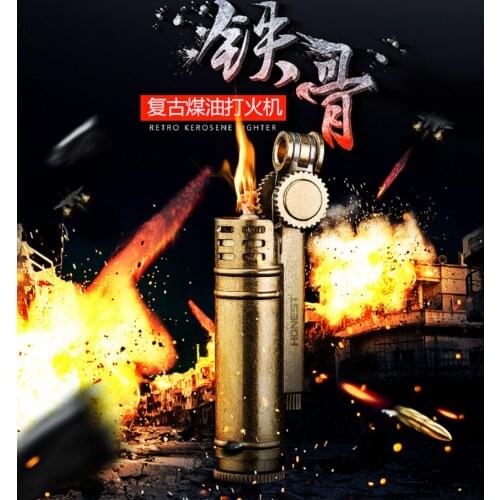 Honest Retro Trench Kerosene gasoline petroleum oil cigarette lighter Personalil grinding wheel brass igniter men birthday gift