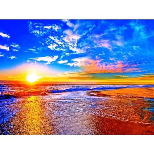 JMINE Div 5D Beach Sunset Sea Ocean Natural landscape Full Diamond Painting kits art Scenic 3D paint by diamonds