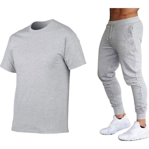 2021 spring and summer pants suit leisure fitness jogging pants T-shirt hip hop fashion mens sports suit logo custom