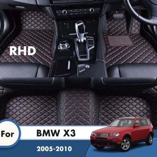 RHD Carpets For BMW X3 2010 2009 2008 2007 2006 2005 Car Floor Mats Rugs Leather Foot Liners Custom Auto Interior Accessories