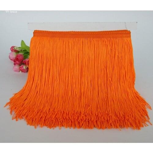 YY-tesco 10yard Orange Fringe Tassel Trimming Lace Latin Dress Macrame Dance Clothing Polyester Single Band 15cm Lace Ribbon