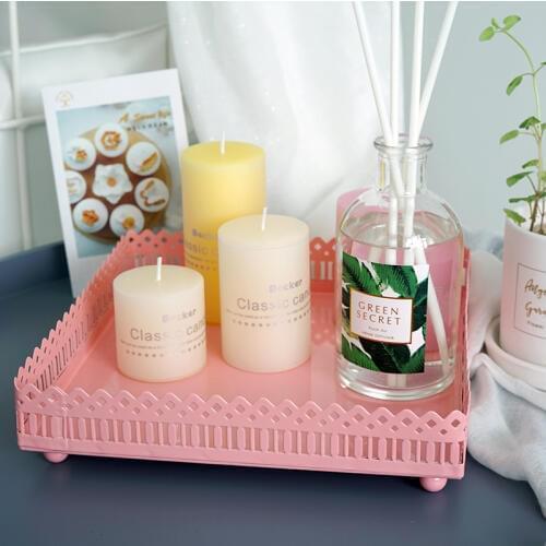Square CakeTray trays for the kitchen pink serving tray metal home/cosmetics storage tray Wedding decoration cake plate SNTP012