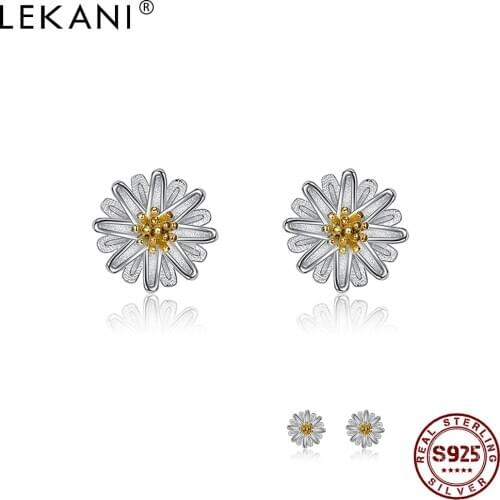 LEKANI S925 Sterling Silver Little Daisy Stud Earrings For Women Purity Chrysanthemum Earrings Jewelry Girlfriend Recommend