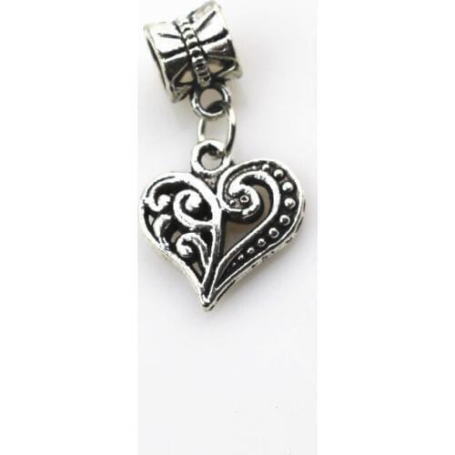 Hot selling 20pcs/lot love heart beads charm big hole pendant charm fit pando bracelet diy jewelry dangle charms