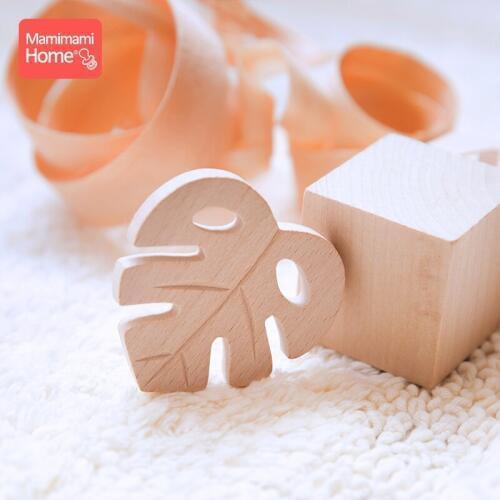 MAMIHOME New Product 5pc Maple Shape Wooden Teether Natural Beech Rodent Baby Pacifier Pendant Newborn Bathing Gift Teething Toy