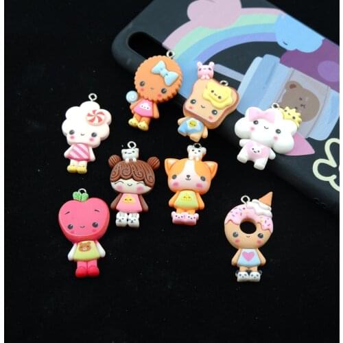 Cute Big Cartoon Food Set Charms For Bracelets Key Chain Earring Jewelry Making DIY Craft Pendants Handmade Dollhouse